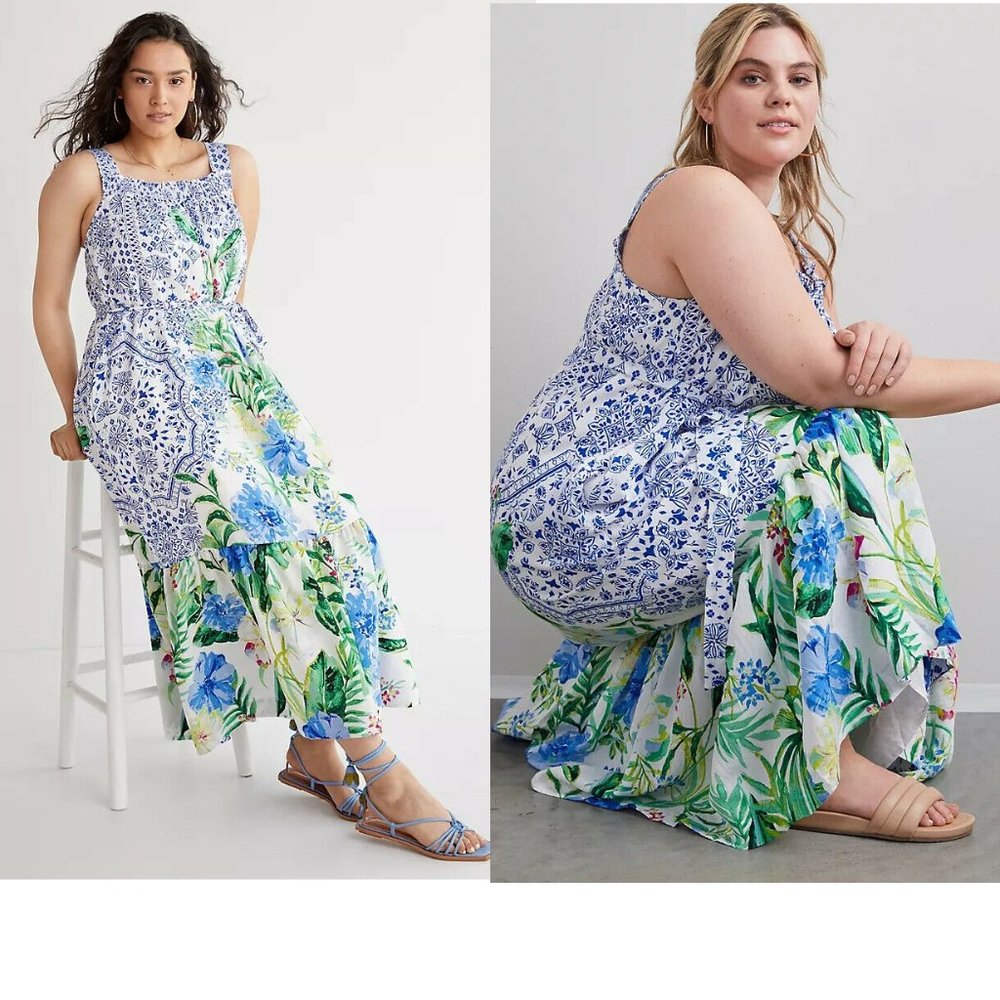 Anthropologie Maeve Bouquet Flounced Maxi Dress new with tag